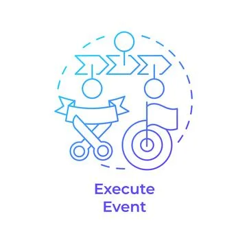Execute event blue gradient concept icon Stock Illustration
