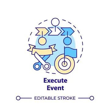 Execute event multi color concept icon Stock Illustration