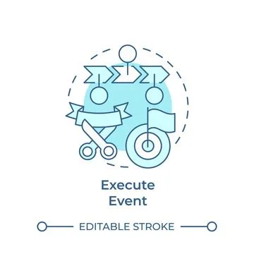Execute event soft blue concept icon Stock Illustration