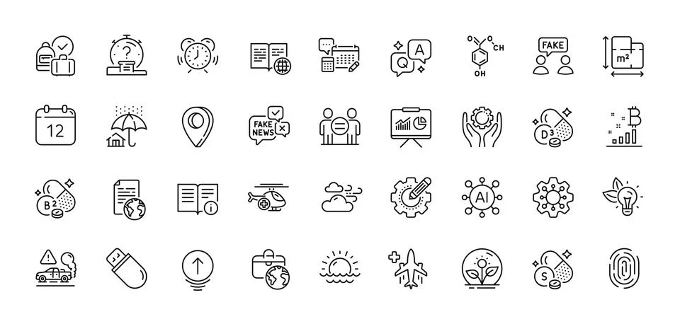 Execute, Floor plan and Annual calendar line icons pack. For web app. Line icons Stock Illustration