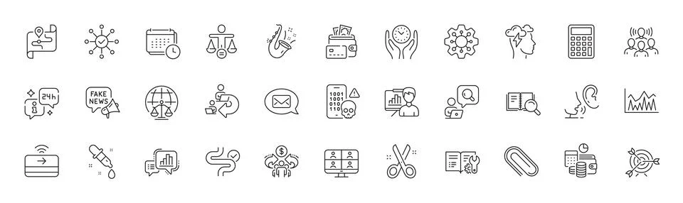 Execute, Graph chart and Cyber attack line icons. For web app, printing. Line Stock Illustration