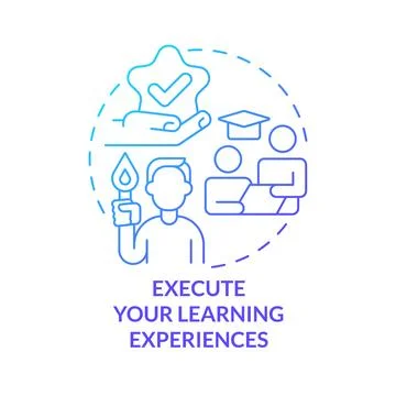 Execute learning experiences blue gradient concept icon Stock Illustration