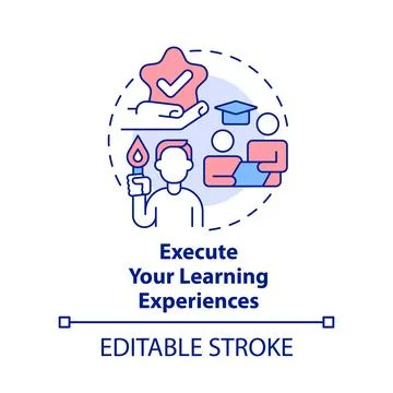 Execute learning experiences concept icon Stock Illustration