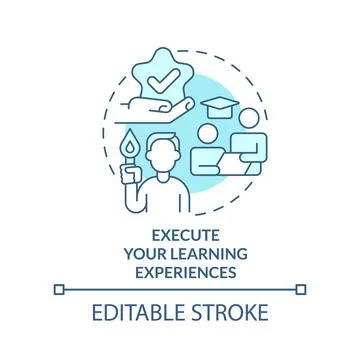 Execute learning experiences turquoise concept icon Stock Illustration