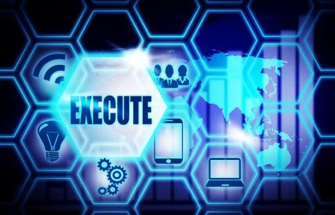 Execute,background model concept Business Internet ,Innovation Computer Data Stock Illustration