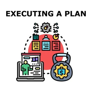 Executing business strategy, planning and project management Illustrazione stock