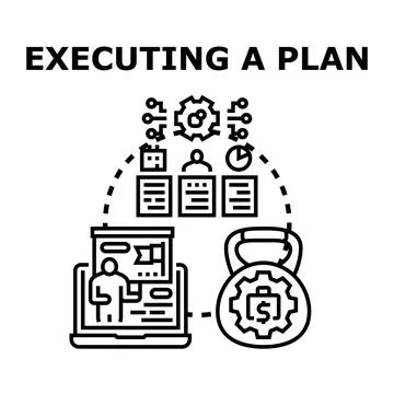 Executing business strategy, planning and project management Stock Illustration