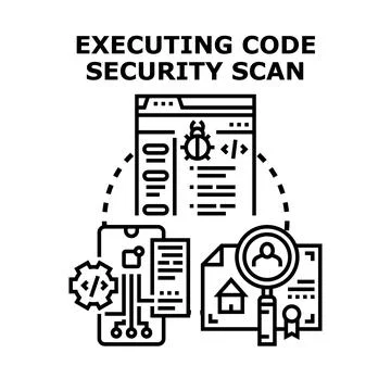 Executing code security scan for software development 스톡 일러스트