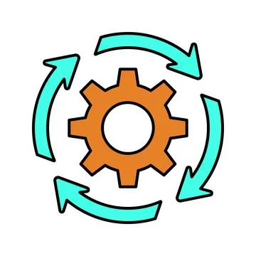 Executing, management, processing icon. Stock Illustration