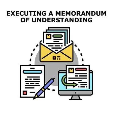 Executing memorandum of understanding with digital and paper documents イラスト素材