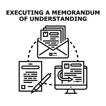 Executing memorandum of understanding with digital and paper documents Stockillustratie