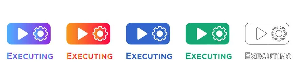 Executing Process Icon with Gear Ilustração Stock