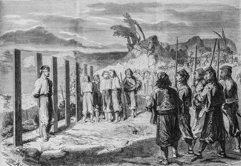 Execution of the assassins of prince michel III of servie in belgrade, the il Stock Illustration