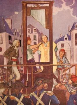 Execution of the cure noel pineau in angers, history of the french nation and Stock Illustration