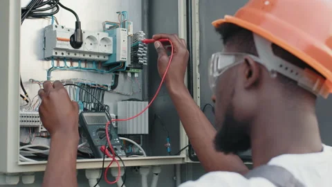 Execution of electrical measuring works on the power transformer. Electrical Video stock 168911736