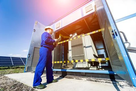 Execution of electrical measuring works on the power transformer Stock Photos