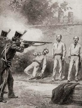 The Execution, By Firing Squad, Of Maximilian I In 1867. Maximilian I, Born Stock Photos