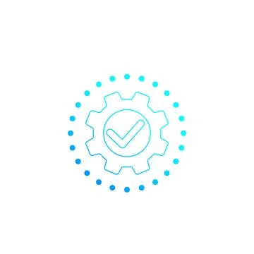 Execution icon with cogwheel, vector Stock Illustration
