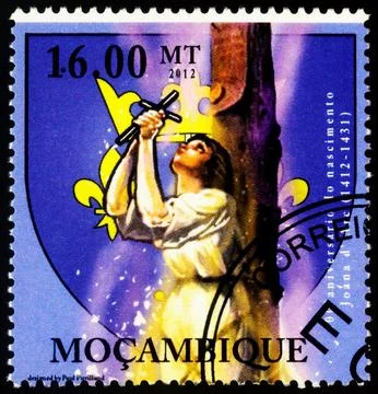 Execution of Joan of Arc on postage stamp Stock Photos