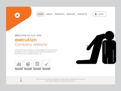 Execution Landing page website template design Free Stock Illustration