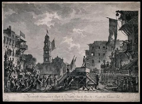 The execution of rebels during the Rebellion in Naples and Sicily in 1647. .. Stock Illustration