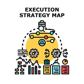 Execution strategy map planning and process visualization Illustration