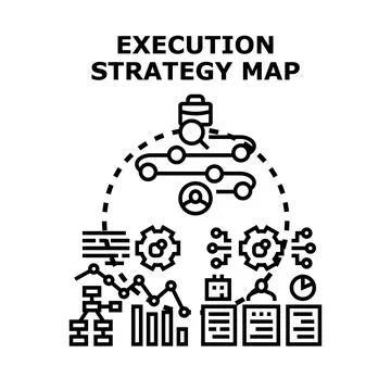 Execution strategy map planning and process visualization Stock Illustration