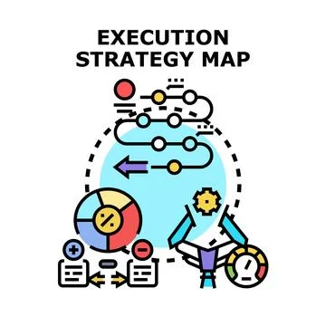Execution strategy map planning development process Stock Illustration