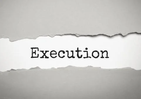 Execution word on the torn paper. Business concept Stock Photos