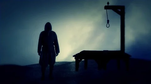 Executioner and the Gallows on a Dark Day Stock Footage 72596754