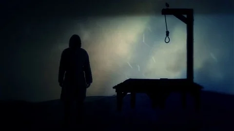 Executioner and the Gallows Under Storm Stock Footage 72595120