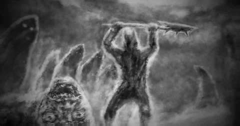 Executioner with large axe 2D animation Stock Footage 140858468