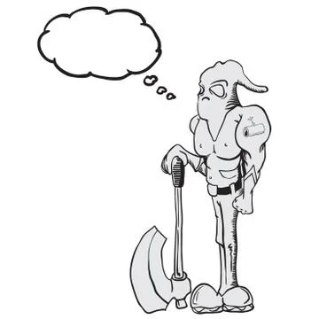 Executioner with thought bubble Stock Illustration