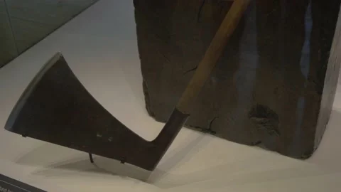 An Executioner's Axe On Display in Tower of London Stock Footage 145662608
