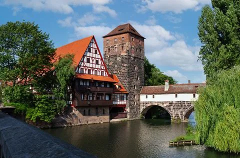 Executioner`s bridge in Nuremberg, Germany Stock Photos