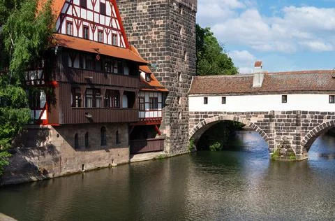 Executioner`s bridge in Nuremberg, Germany Stock Photos