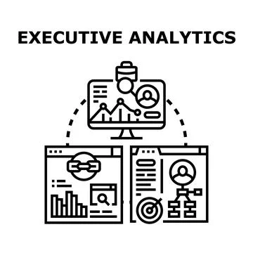 Executive analytics computing business data strategy concept Illustrazione stock