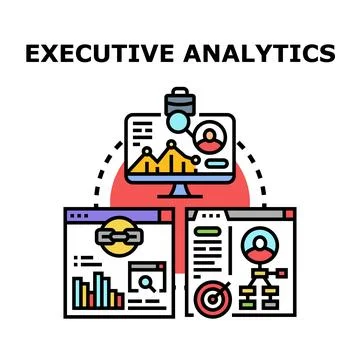 Executive analytics computing business data strategy concept Stock Illustration