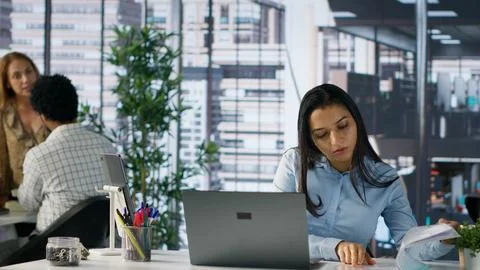 Executive assistant at multinational company work on next big business project Stock Photos