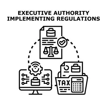 Executive authority implementing regulations legal compliance process Illustrazione stock