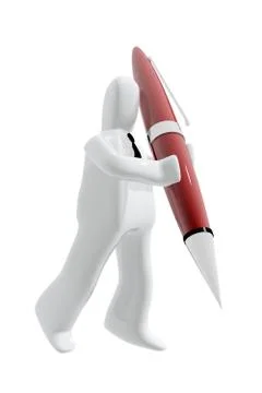 Executive with ballpoint pen to sign Stock Illustration