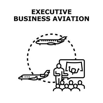 Executive business aviation vector concept illustrating private jet travel Stock Illustration