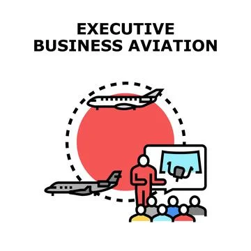 Executive business aviation vector concept illustrating private jet travel Stock Illustration