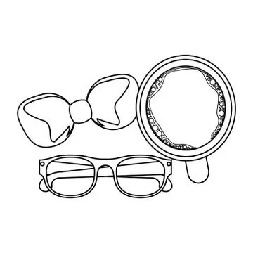 Executive business work objects cartoon in black and white Stock Illustration