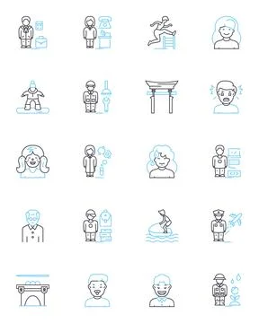 Executive coaching linear icons set. Leadership, Growth, Development, Excellence Stock Illustration