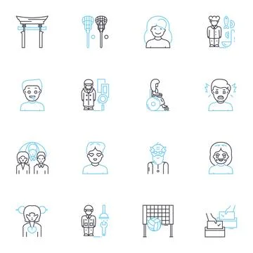 Executive coaching linear icons set. Leadership, Growth, Development, Excellence Stock Illustration