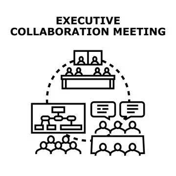 Executive collaboration meeting process concept illustration Stock Illustration