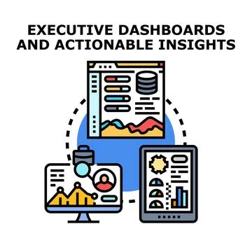Executive dashboards displaying data for actionable insights Stock Illustration