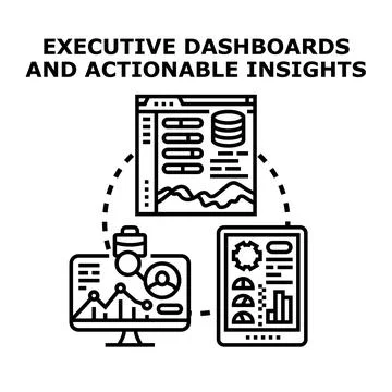 Executive dashboards displaying data for actionable insights Stock Illustration