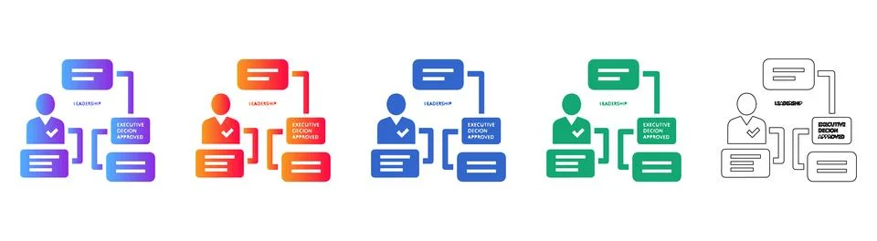 Executive Decision Approval Process Flow Chart Icons Set Stock Illustration
